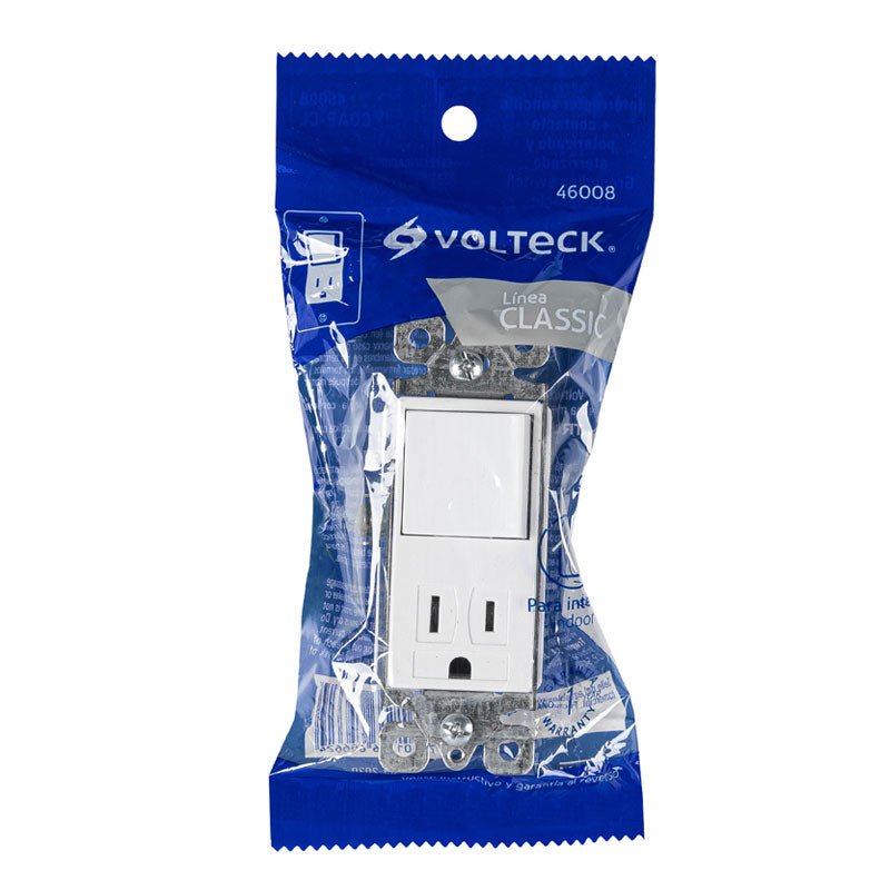 Interruptor / contacto, 2 polos + tierra, línea Classic, 46008 Volteck COAP CL - Tool Ferreterías / Ferretodo - Herramientas y material de construcción.