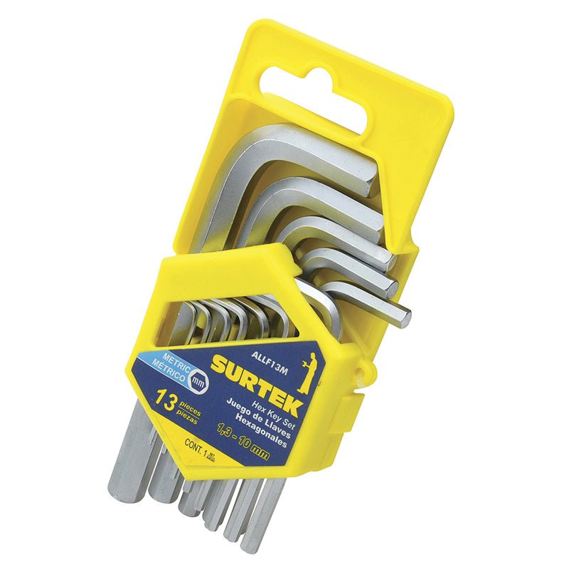 Juego de llaves hexagonales tipo "L", métricas, 13 piezas, ALLF13M Surtek - Tool Ferreterías / Ferretodo - Herramientas y material de construcción.