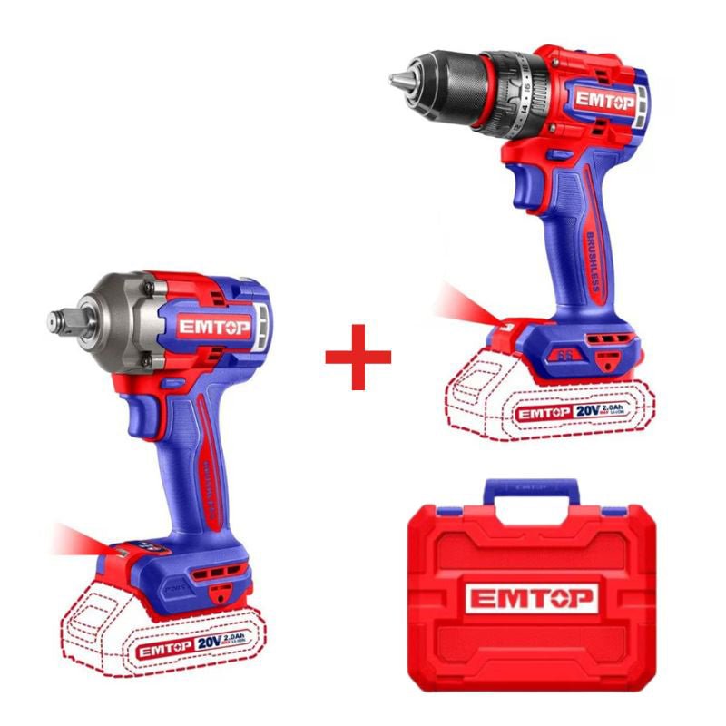 Kit taladro atornillador y llave de impacto, ULCKL20277 Emtop - Tool Ferreterías / Ferretodo - Herramientas y material de construcción.