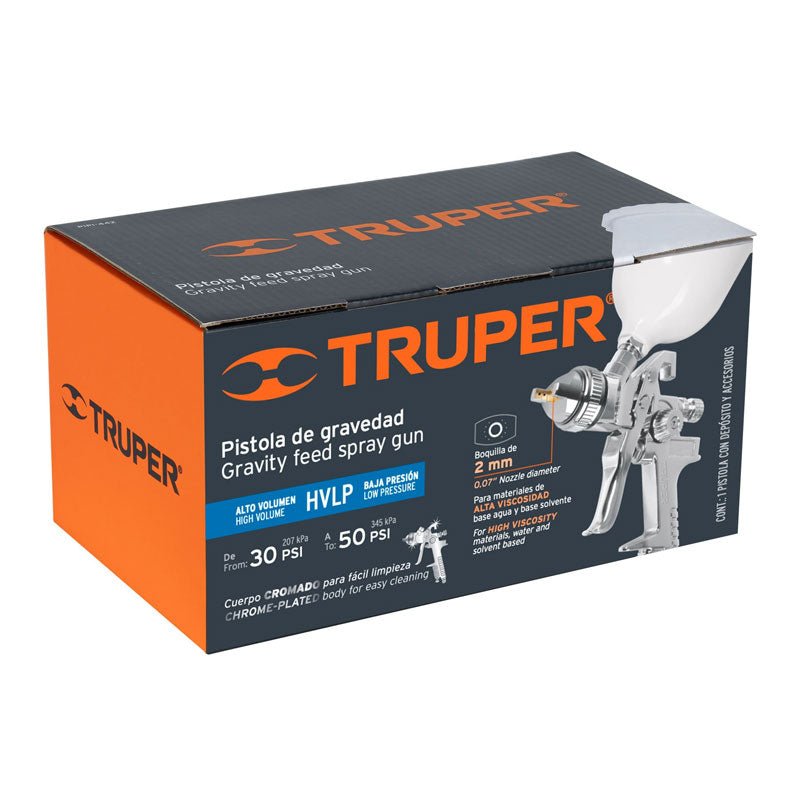Pistola para pintar con vaso plástico, 2 mm, 12131 Truper PIPI 442 - Tool Ferreterías / Ferretodo - Herramientas y material de construcción.