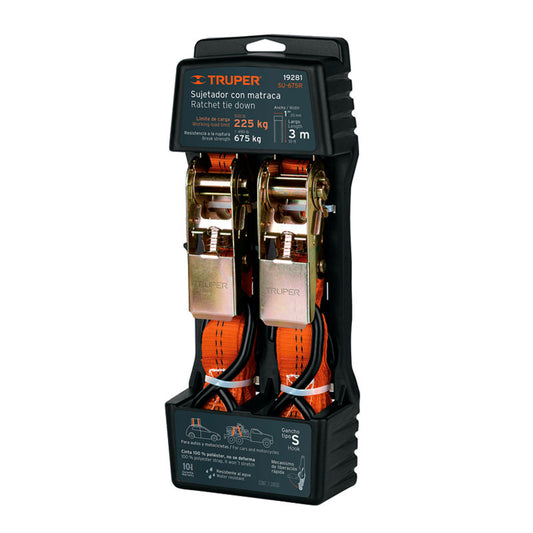Juego De 2 Sujetadores Con Matraca Carga Máxima 675 Kg, Truper