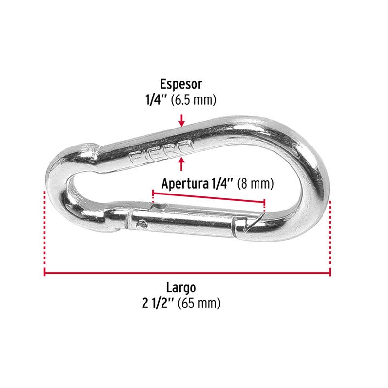 Bandola Mosquetón De Acero 1/4", Fiero