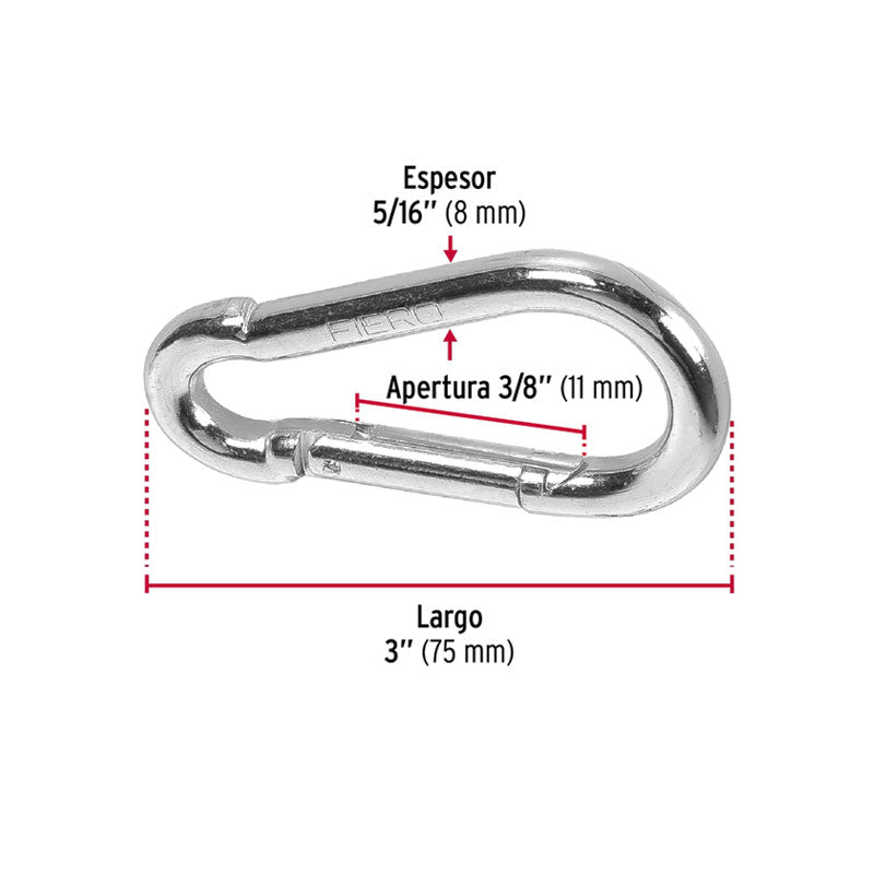 Bandola Mosquetón De Acero 5/16", Fiero