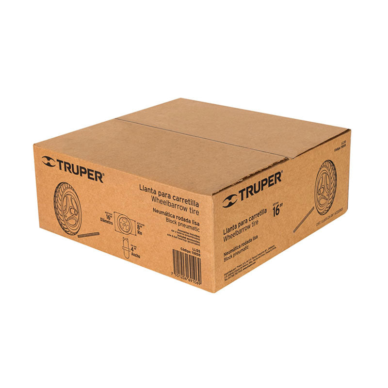 Llanta Completa Neumática Lisa 16", Incluye Eje Y Baleros