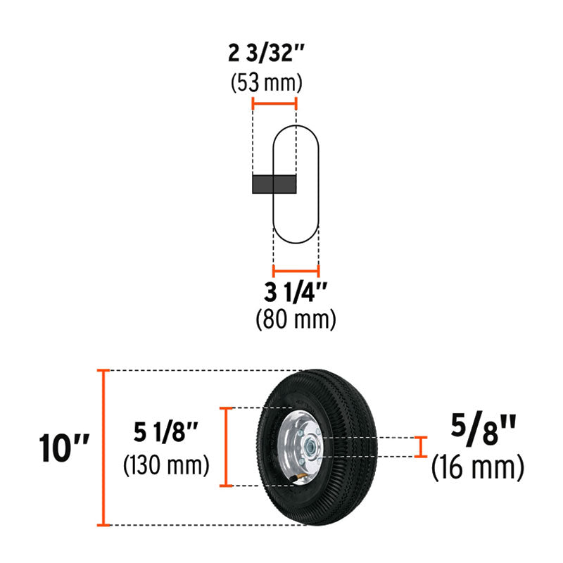 Rueda Neumática 10" Para Eje Lateral, Truper