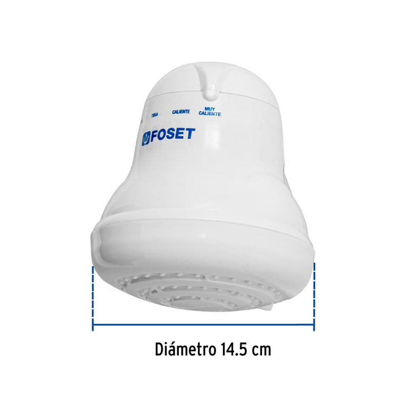 Regadera Eléctrica De 4 Temperaturas, 5 3/4", Blanca, Foset