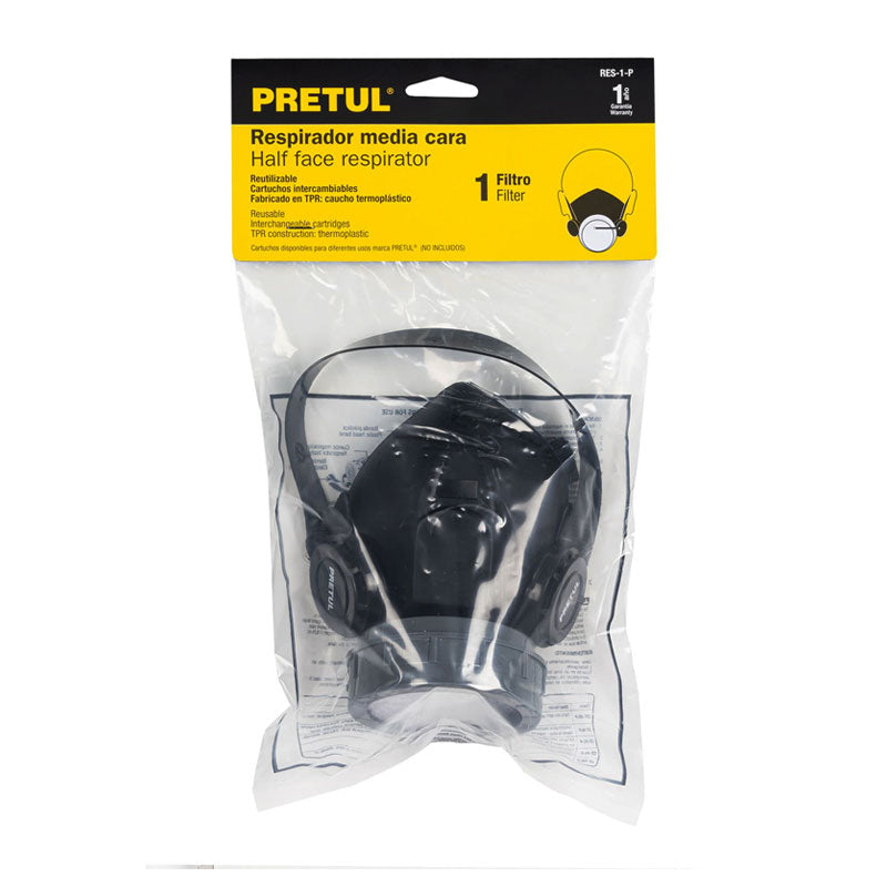 Respirador Sin Cartucho, 1 Filtro, Pretul