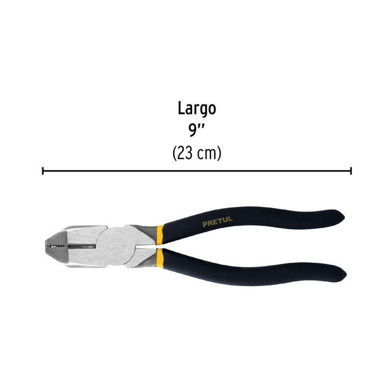 Pinza Para Electricista 9" Uso Rudo, Pretul