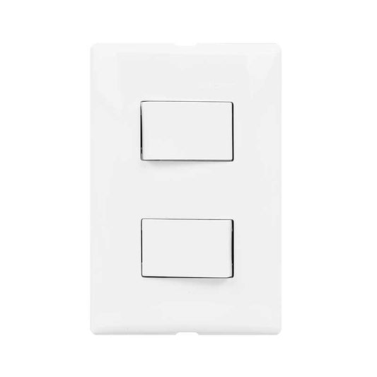 Placa Con 2 Interruptores Sencillos 10A 127V Color Blanco Fza512 Forza