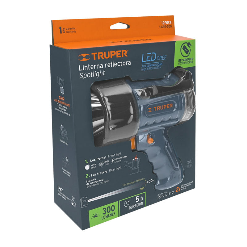 Lámpara Recargable De Led 300 Lm Alta Potencia, Truper