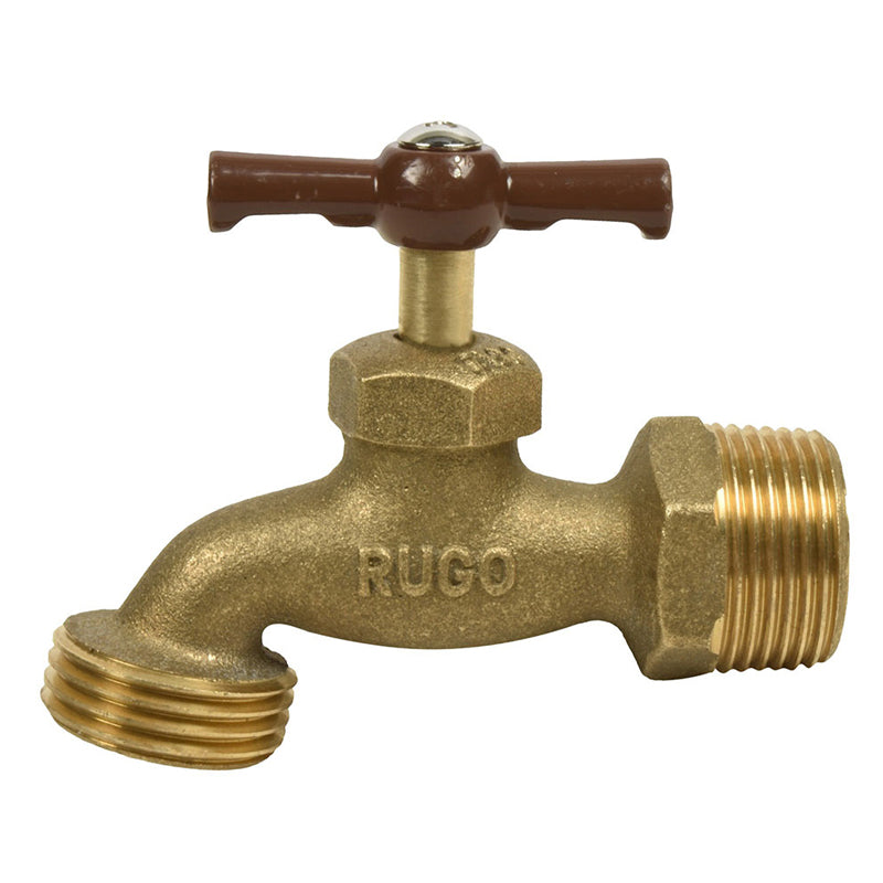 Llave Con Rosca Para Manguera De 3/4" De Bronce, 2 1 Rugo