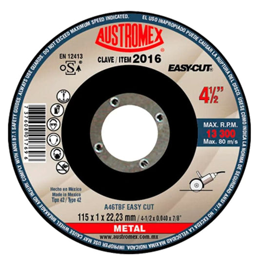 2016 Disco Metal C/Cazuela 4.1/2" X 1 Mm X 22.2 Mm - Tool Ferreterías / Ferretodo - Herramientas y material de construcción.