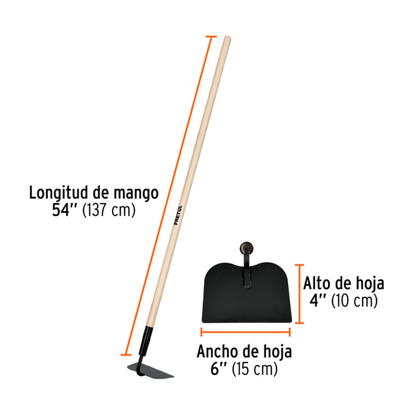 Azadón Tipo Jardinero 6", Mango 48", Pretul