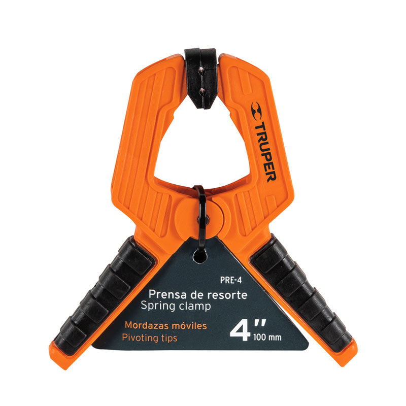 Prensa De Resorte De 4", Cuerpo De Nylon Con Mango De Tpr