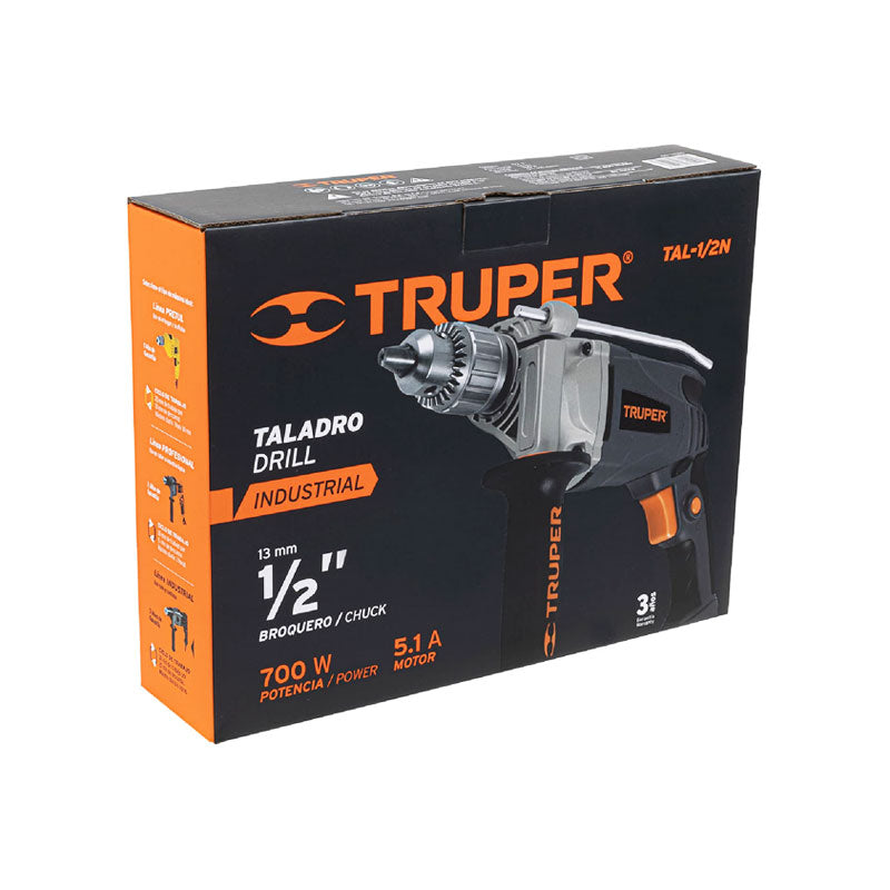 Taladro 1/2" 700 W, Industrial, Truper Expert