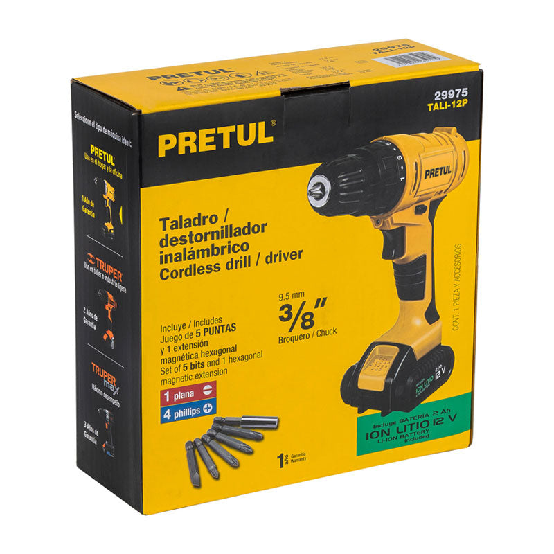 Taladro Inalámbrico 3/8", 12 V, Pretul