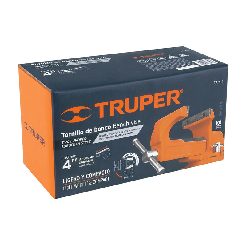 Tornillo De Banco 4" Tipo Europeo De Hierro Nodular, Truper