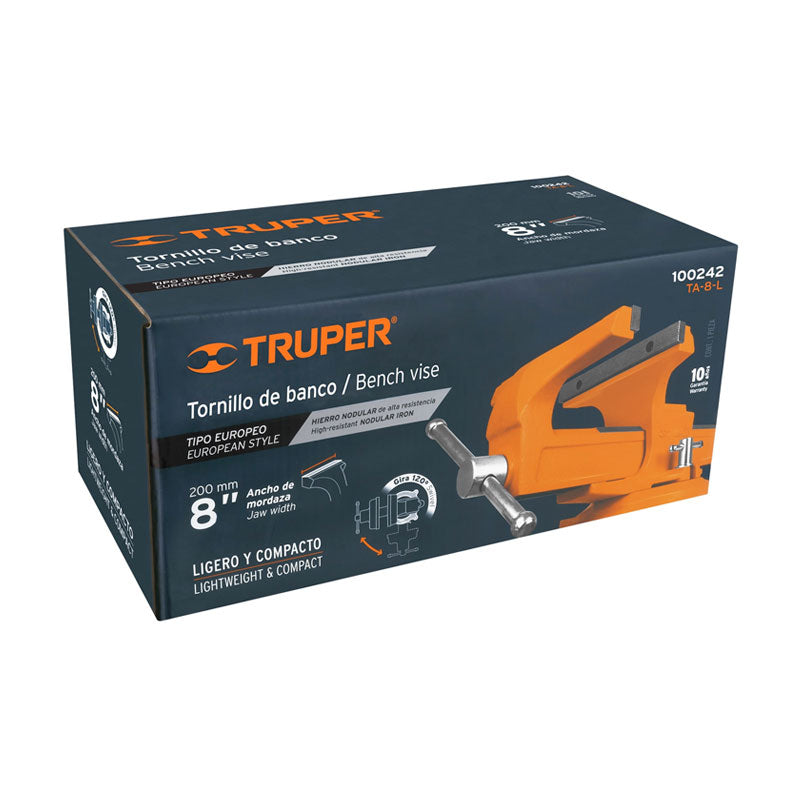 Tornillo De Banco 8" Tipo Europeo De Hierro Nodular, Truper