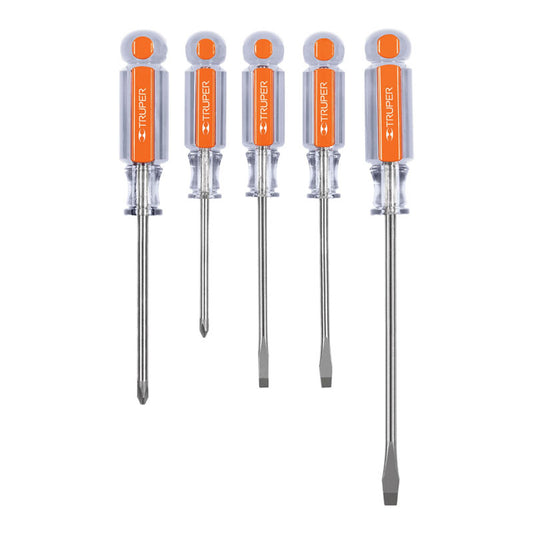 Juego De 5 Desarmadores Mangos De Acetato, Truper