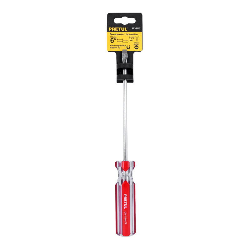 Desarmador Plano 1/4 X 6" Mango De Pvc, Pretul