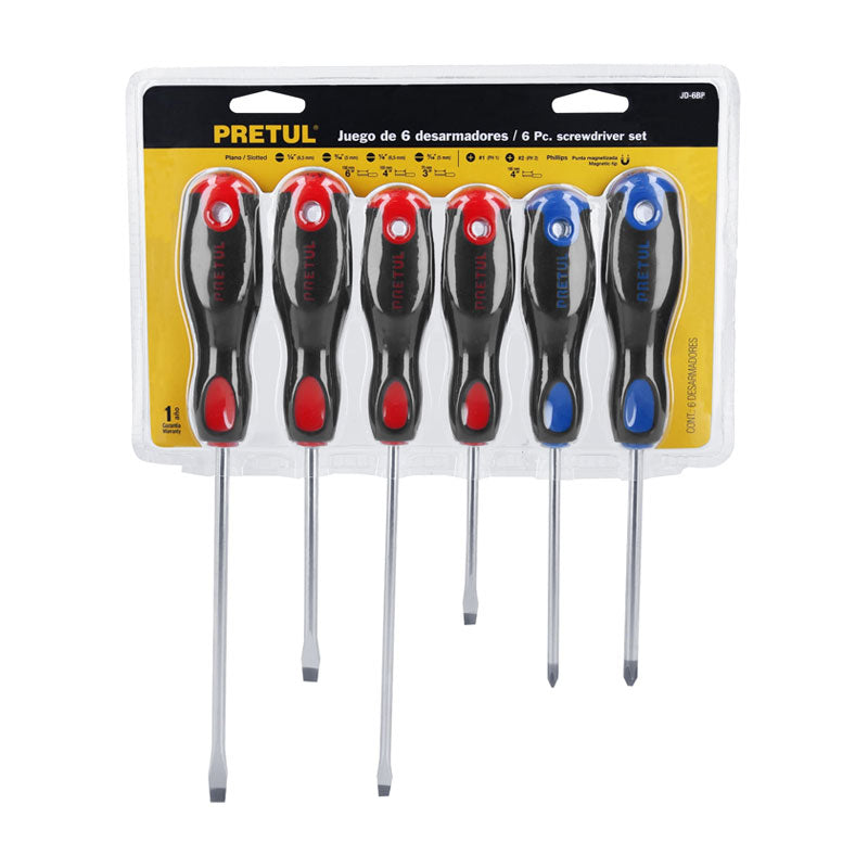 Juego De 6 Desarmadores Mango Comfort Grip, Pretul