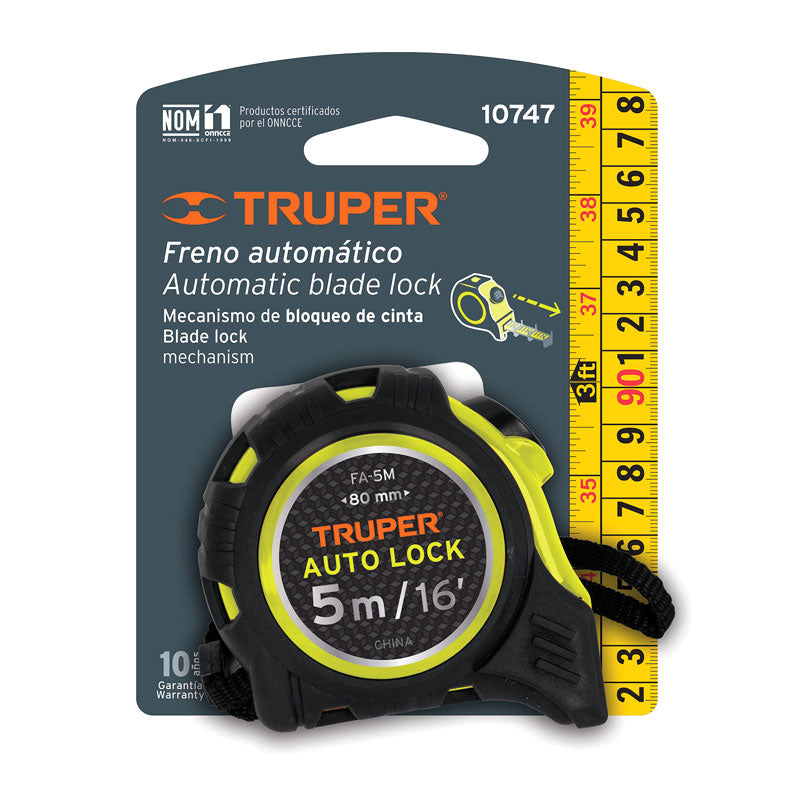 Flexómetro Auto Lock Contra Impactos 5 M Cinta 19 Mm, Truper