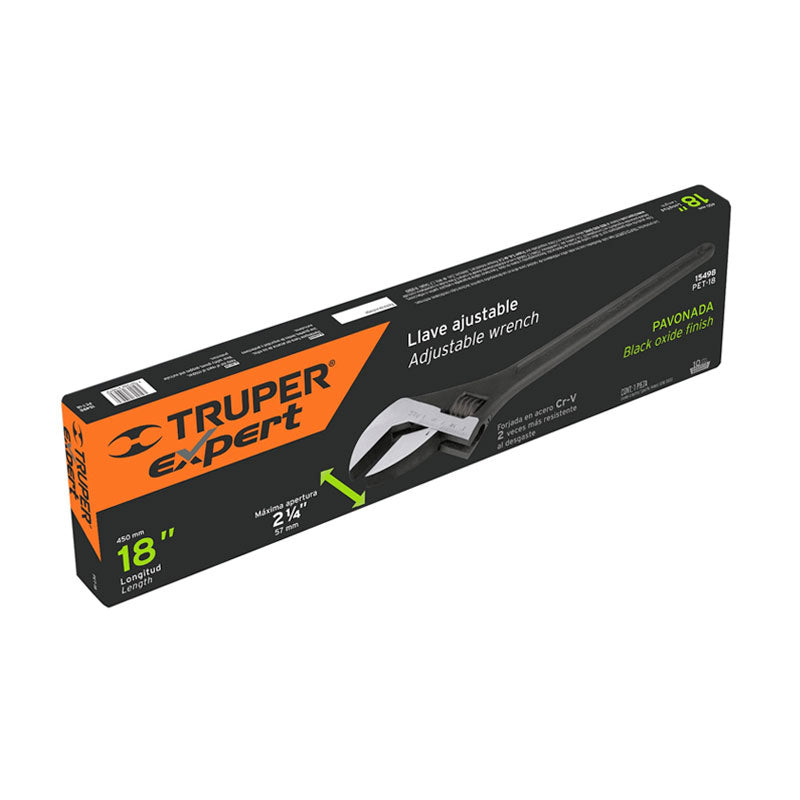 Llave Ajustable (Perico) 18" Profesional Pavonada, Truper Expert