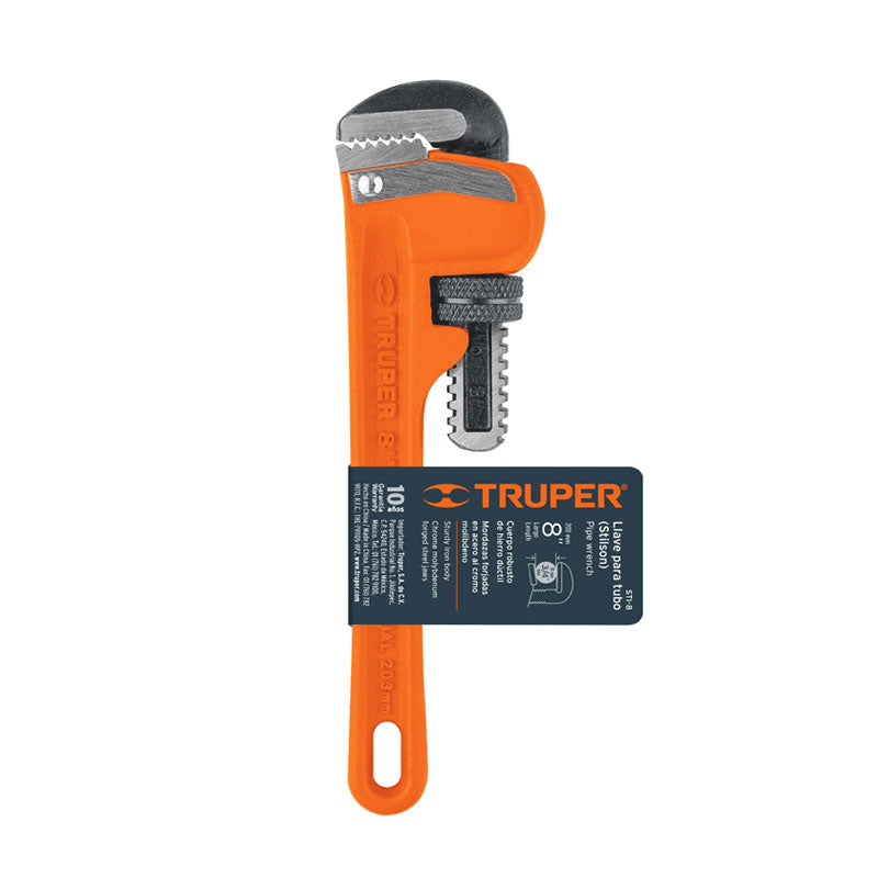 Llave Stilson 8" Cuerpo Robusto De Hierro Dúctil, Truper