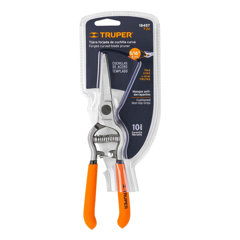 Tijera Forjada Para Poda 8", Curva, Corte De Uva, Truper