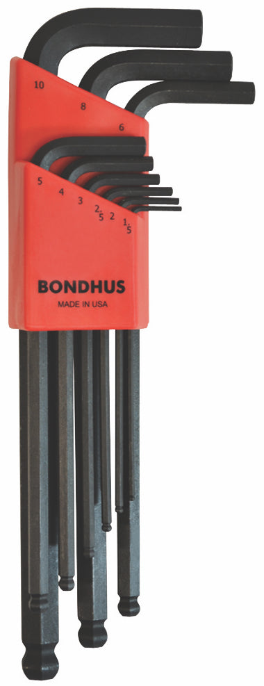 Juego De 9 Llaves Hexagonales Con Punta De Bola De 1.5 A 10 Mm Bondhus 10999