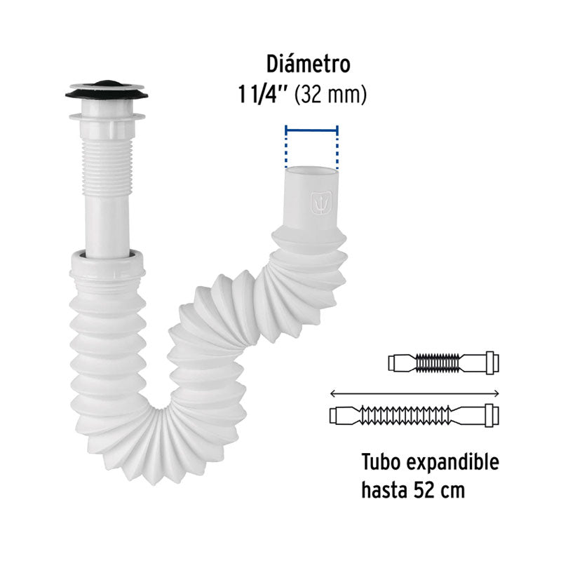 Céspol Flexible P/Lavabo Con Contra, Polietileno, 1 1/4", Foset