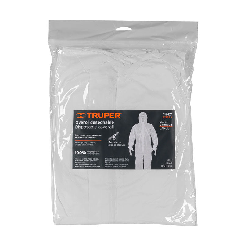 Overol Desechable, Talla G, Truper