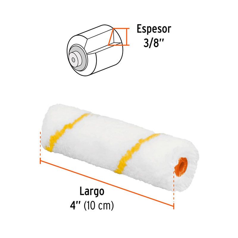 Felpa Para Mini Rodillo De Poliéster 4" X 3/8", Truper