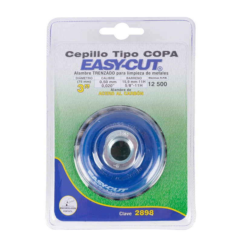 Cepillo Tipo Copa Con Alambre Trenzado De 3”, 2898 Easy Cut