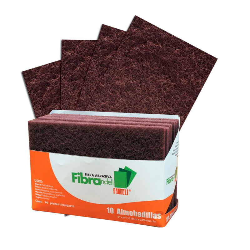01502 Almohadilla Fibra Marron Fina 6"X9" Fandeli