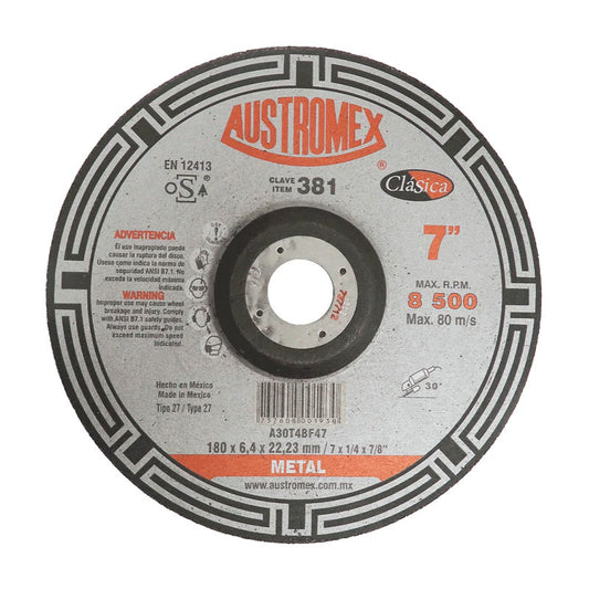 Disco Abrasivo Para Desbaste De 7" 381 Austromex