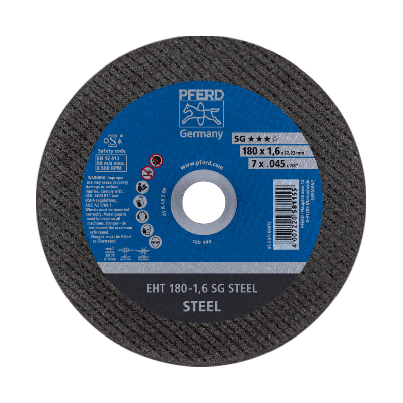 Disco De Corte Fino De 7” X 1/16” X 7/8” Para Acero Sg Steel, Pferd
