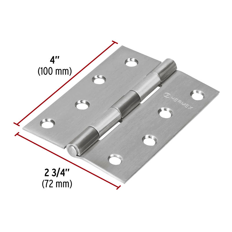 Bisagra Rectangular 4" Acero Inoxidable, Hermex