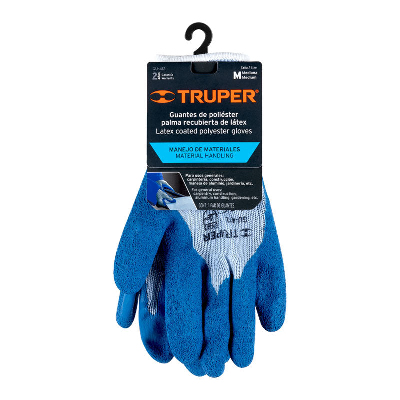 Guantes De Poliéster Recubiertos De Latex, M, Truper