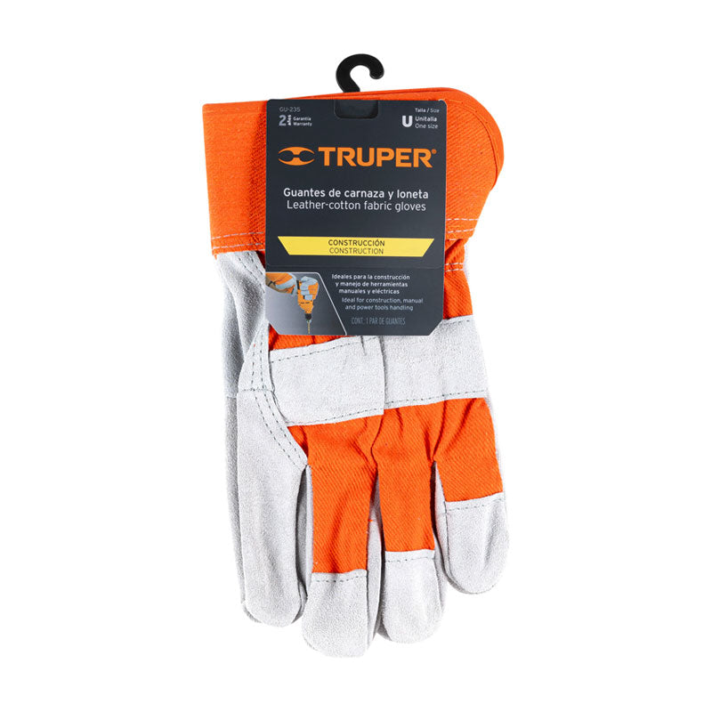 Guantes De Carnaza Y Loneta, Unitalla, Truper