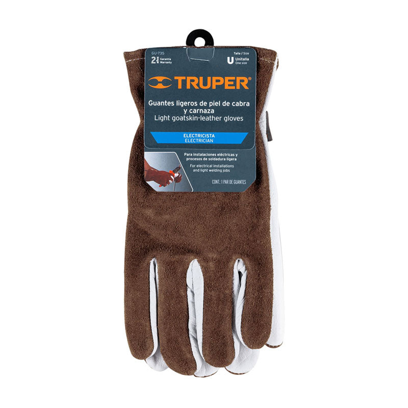Guantes De Piel De Cabra Con Dorso De Carnaza, Truper