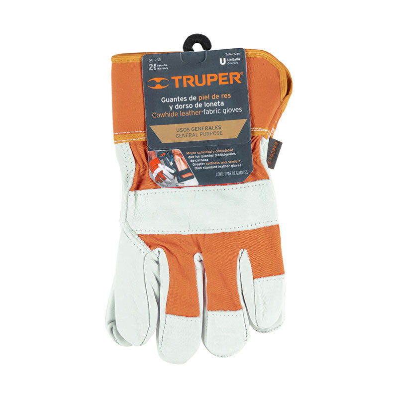 Guantes De Piel De Res Y Dorso De Loneta, Truper