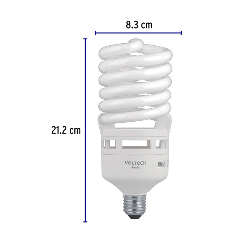 Lámpara Espiral T4 65 W Alta Potencia Luz De Día, Caja