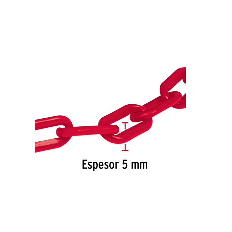 Metro De Cadena De 5 Mm De Plástico Roja, Carrete De 25 M