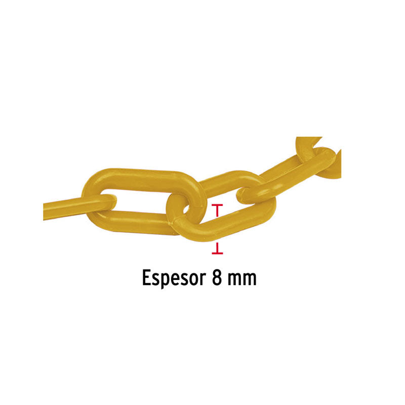 Metro De Cadena De 8 Mm De Plástico Amarilla, Carrete De 25M