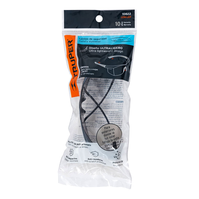 Lentes De Seguridad Espejo Plata, Truper Ultralite