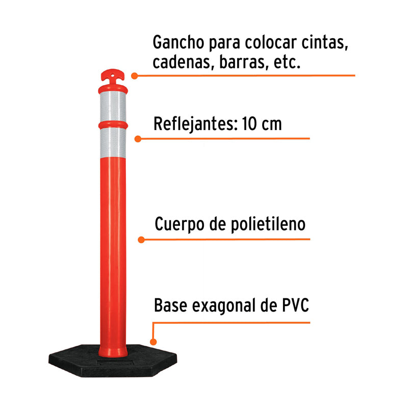 Poste Delimitador De 115 Cm Con Base Y Reflejante, Pos115 Truper 101666