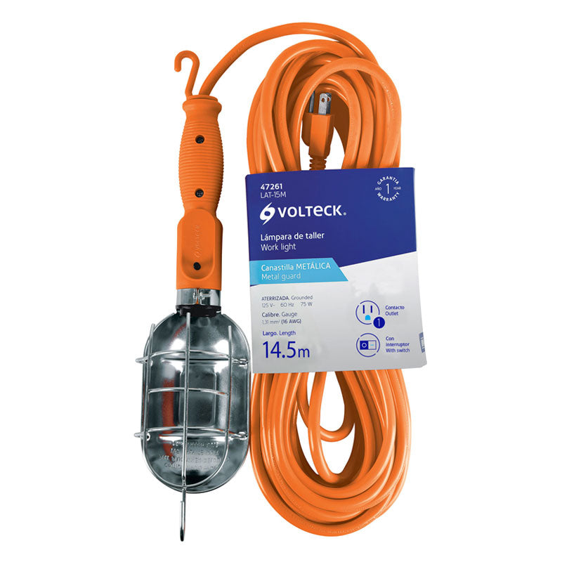 Lámpara De Taller Con Canastilla Metálica 14.5 M, Volteck
