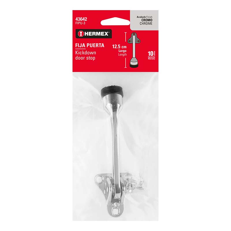 Fijapuerta Metálico Acabado Cromo 43642, Hermex - Tool Ferreterías / Ferretodo - Herramientas y material de construcción.