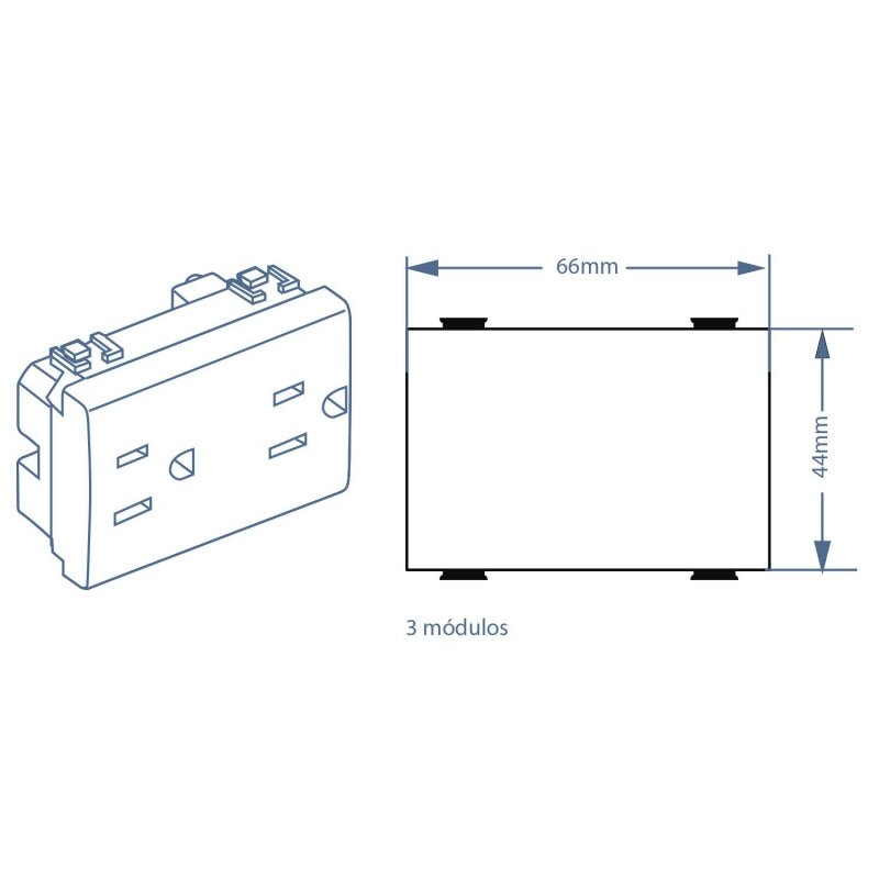 Tomacorriente Dúplex 2P+T Con 3 Módulos Sistema De Protección Infantil Qz5115D Quinziño - Tool Ferreterías / Ferretodo - Herramientas y material de construcción.